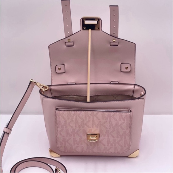 Michael Kors Manhattan Satchel Crossbody Powder Blush Multi - Picture 9 of 16